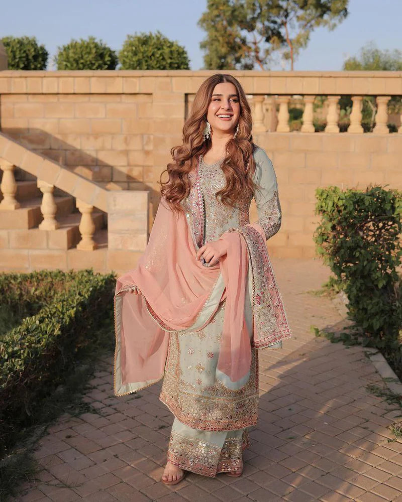Designer Georgette Suit Set with Sequins Embroidery & Moti Work