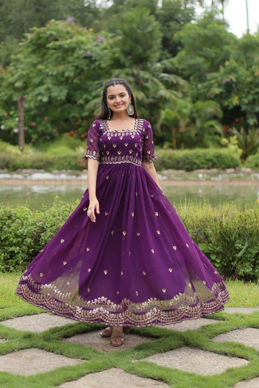 Heavy handwork Sequins work gown for women