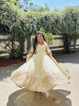 Chinnon silk gown pant with dupatta sets