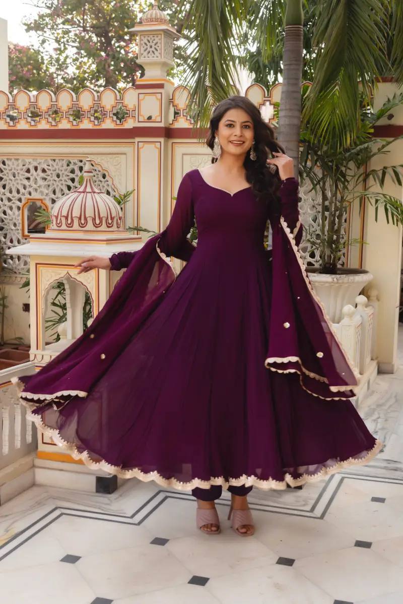 Beautiful and stylish georgette anarkali gown pant with dupatta sets