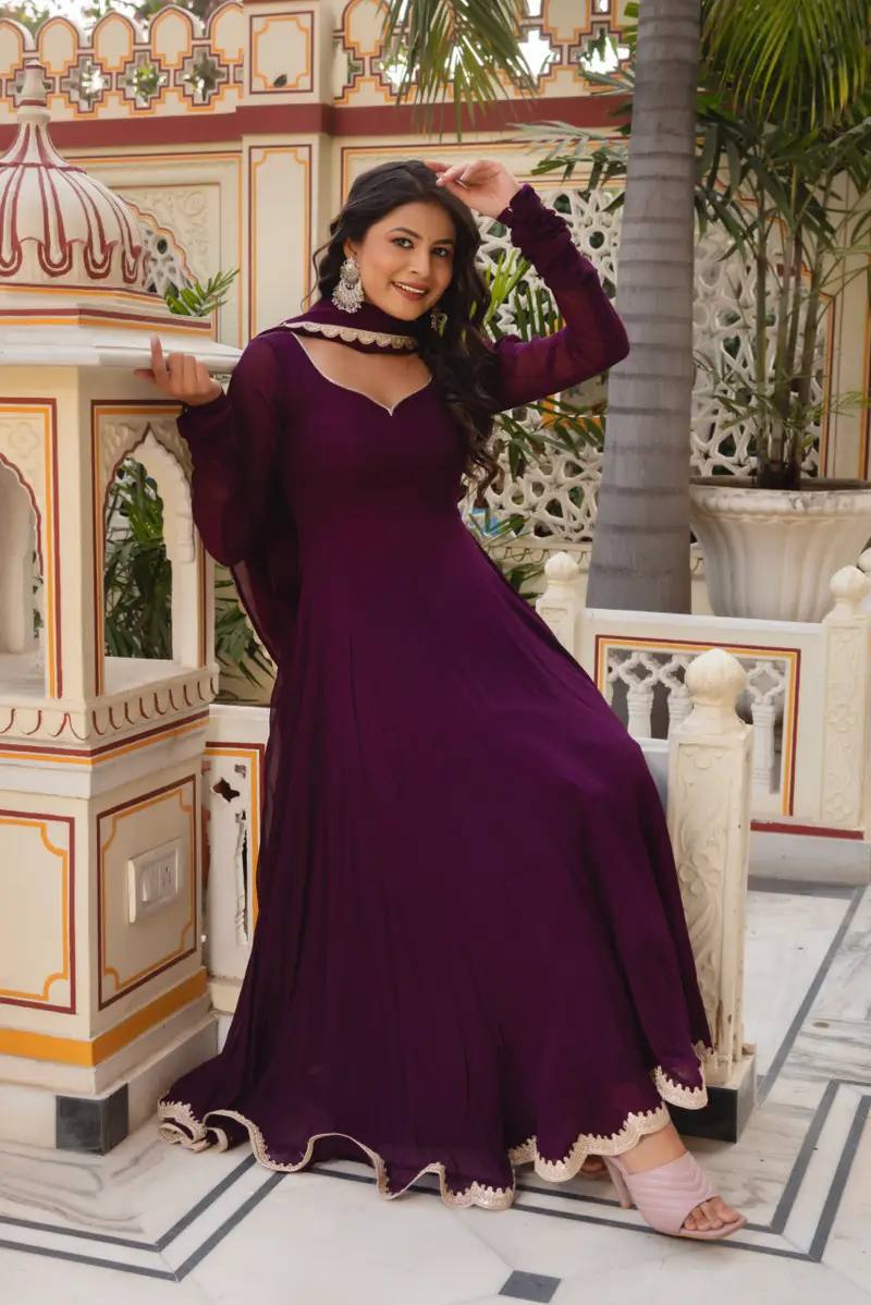 Beautiful and stylish georgette anarkali gown pant with dupatta sets