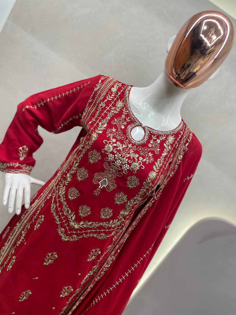 Faux Georgette Kurta Pant with Dupatta Set