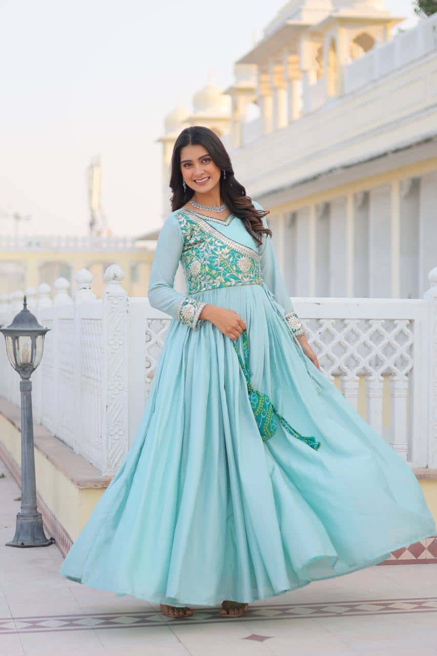 New Festival Bandhej Long Gown with purse