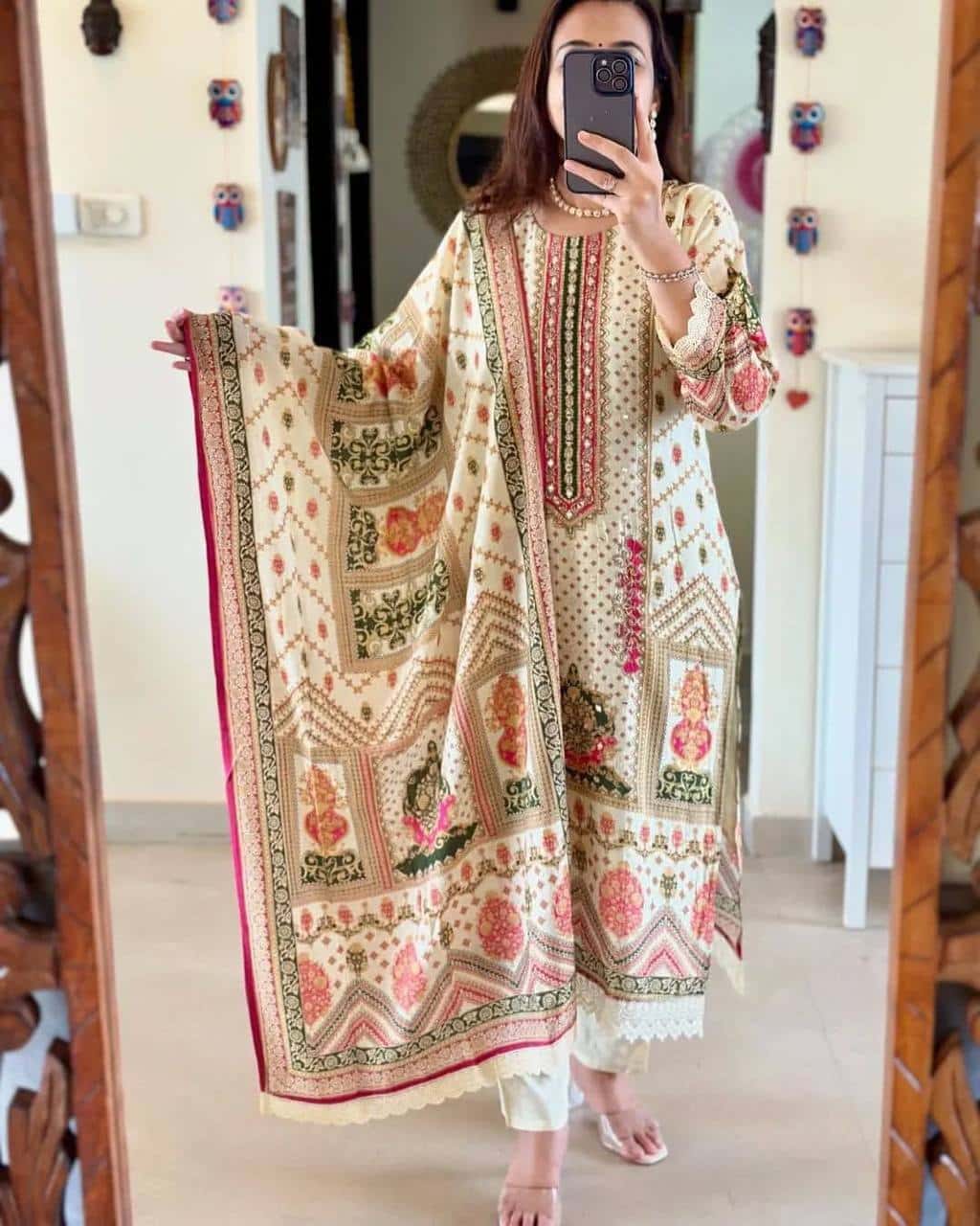 Cotton suit sets with chanderi fabric dupatta