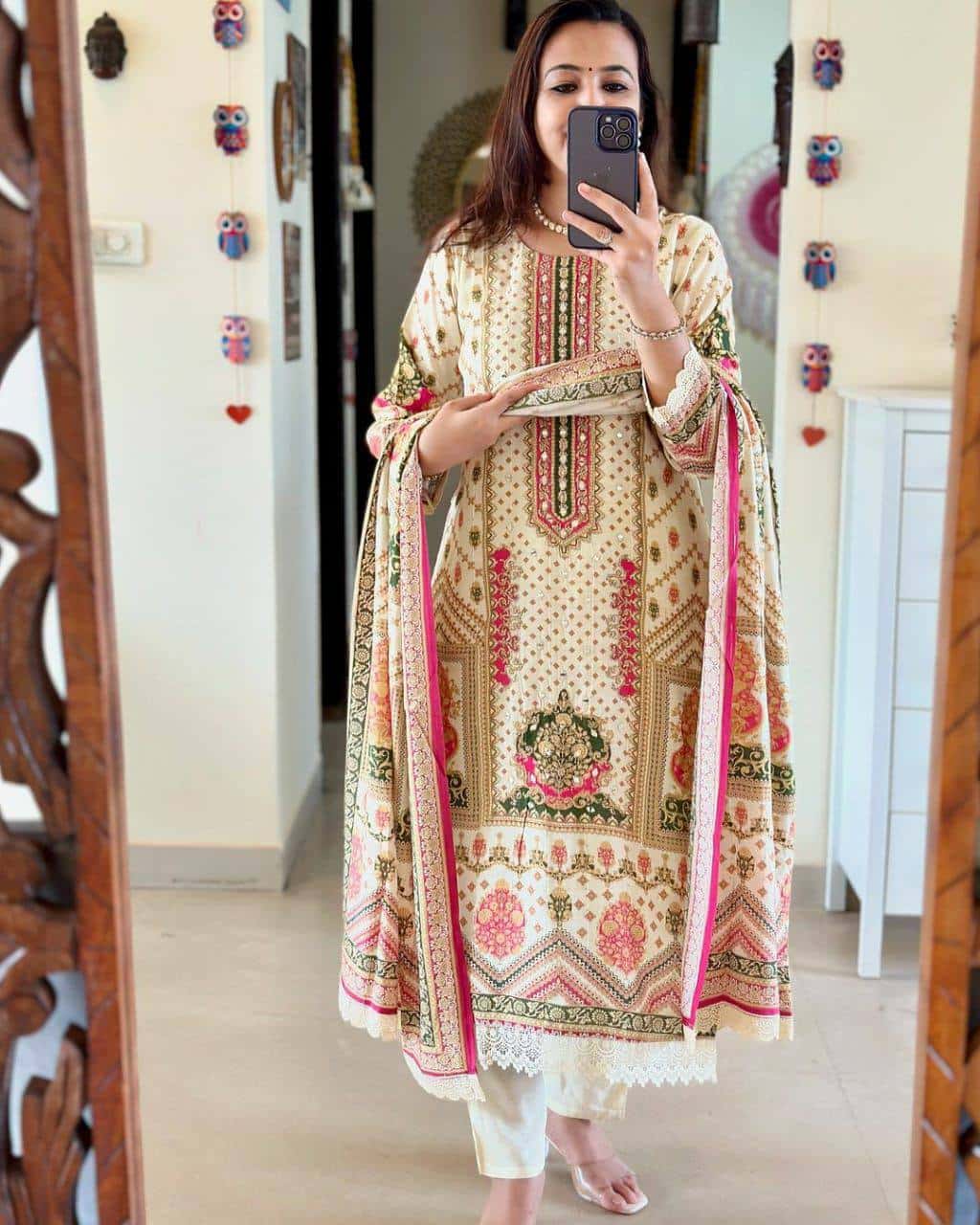Cotton suit sets with chanderi fabric dupatta