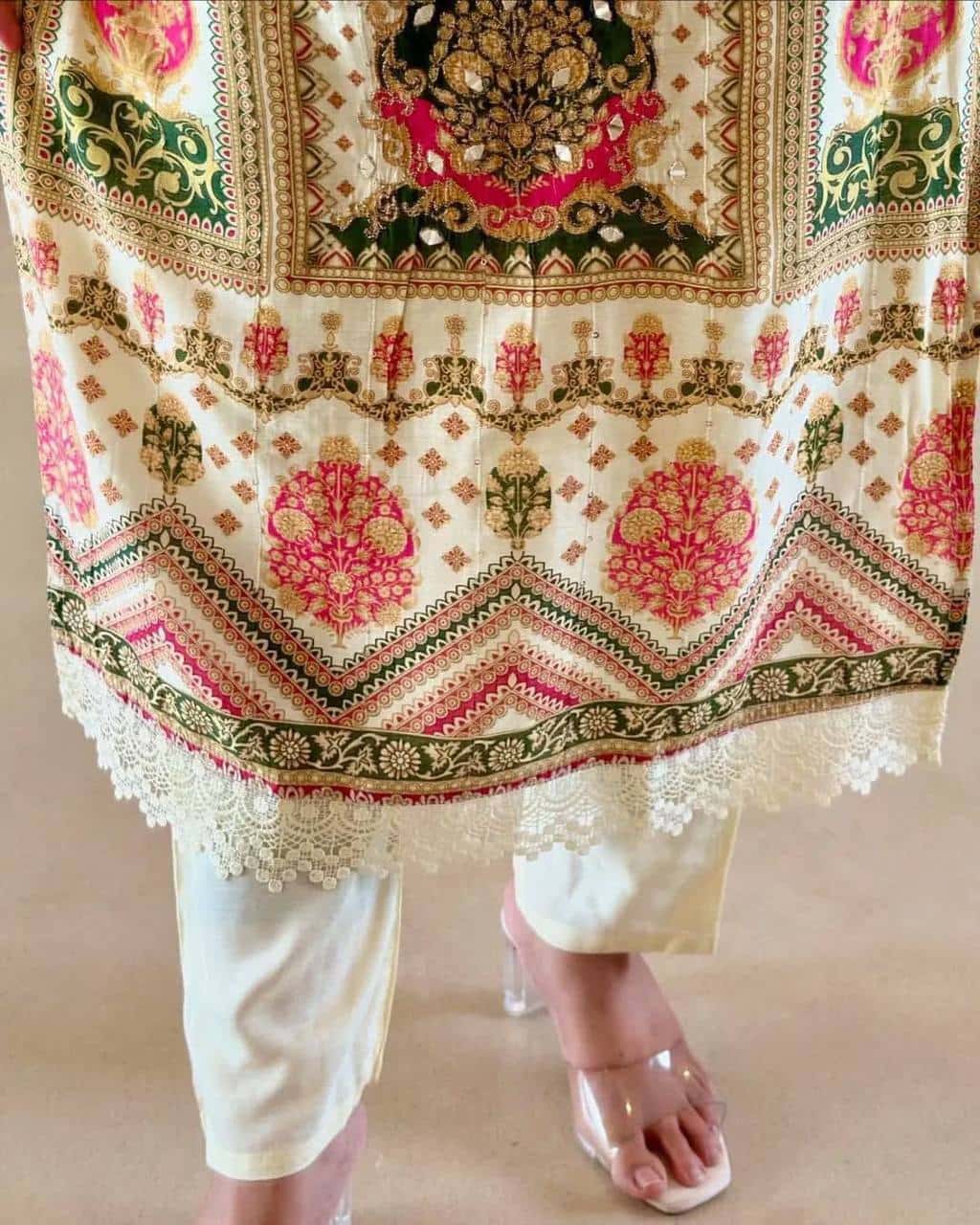 Cotton suit sets with chanderi fabric dupatta