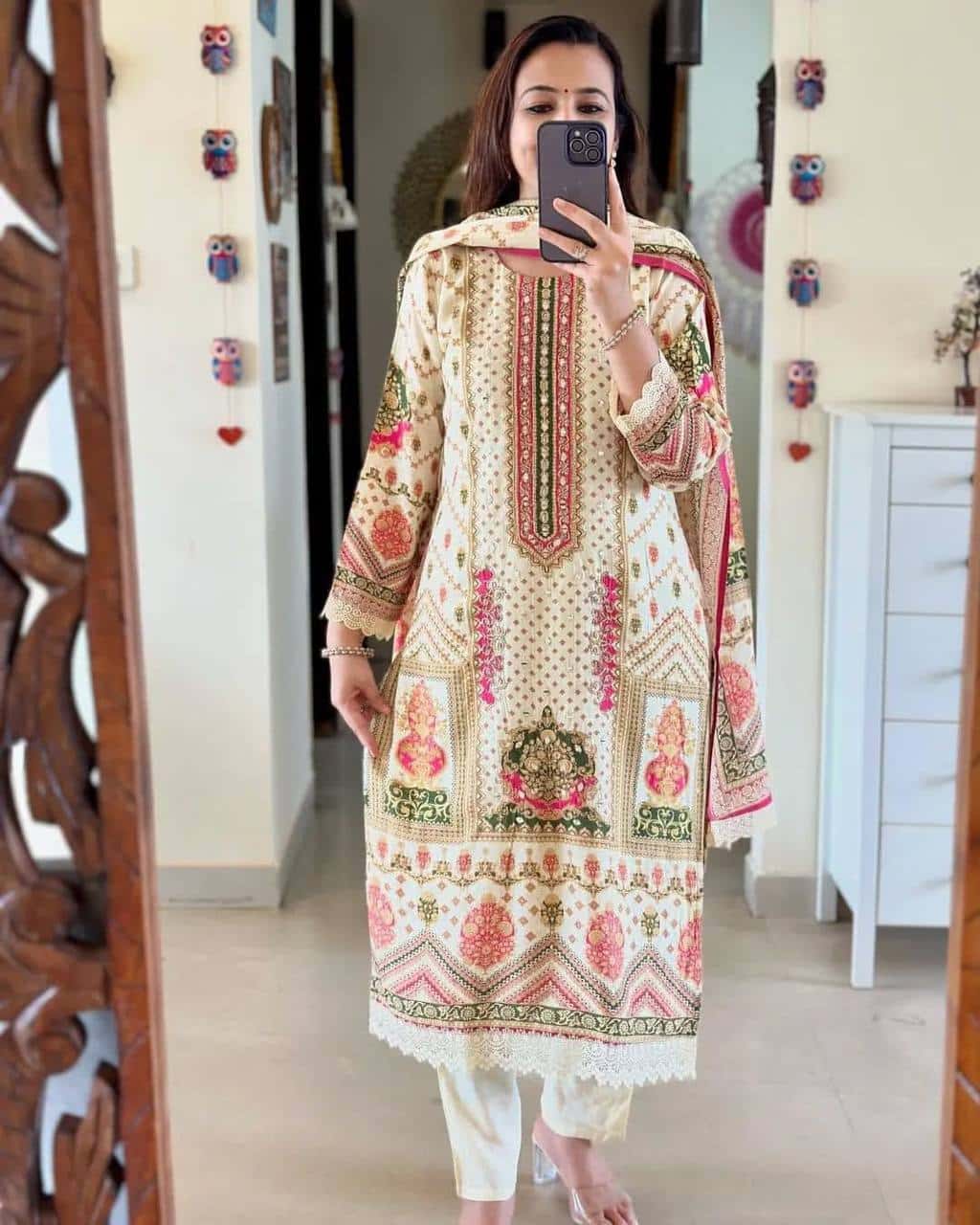 Cotton suit sets with chanderi fabric dupatta