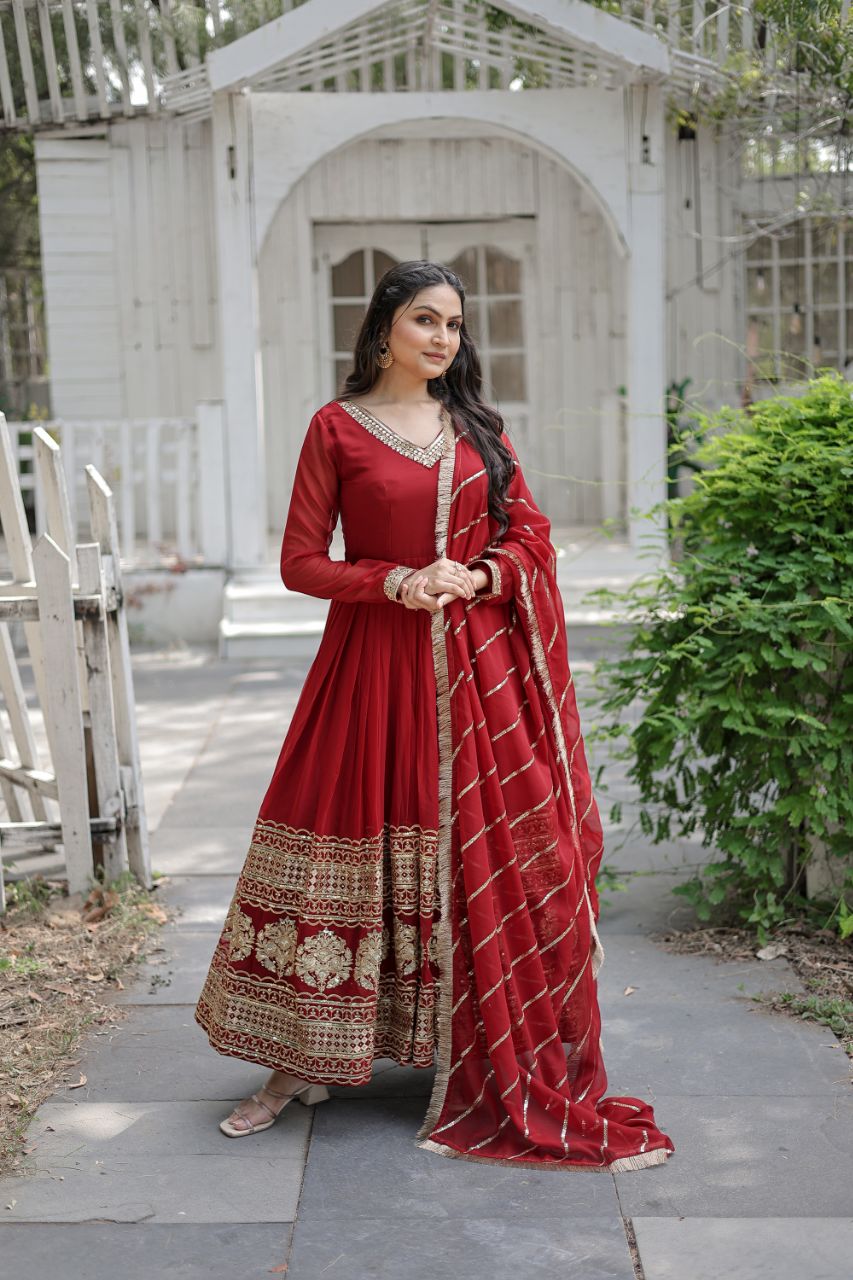 Faux Blooming Gown with Dupatta