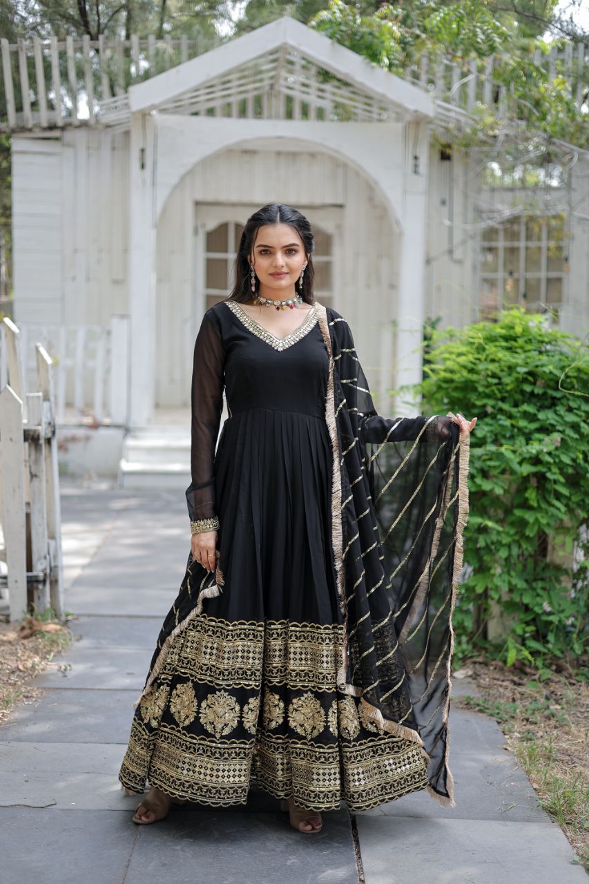 Faux Blooming Gown with Dupatta