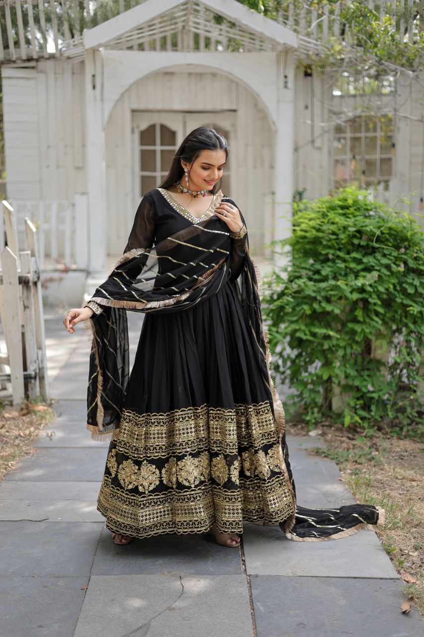 Faux Blooming Gown with Dupatta