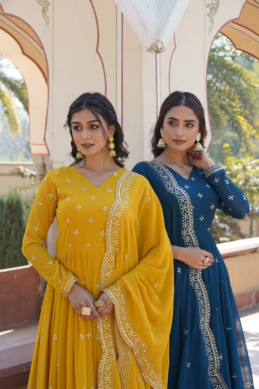 Wedding wear collection georgette kurta with dupatta sets