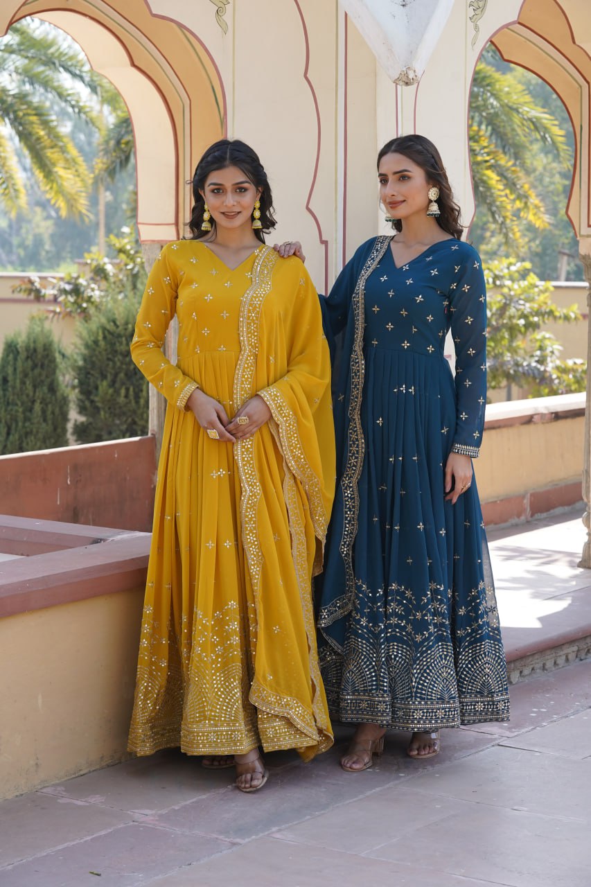 Wedding wear collection georgette kurta with dupatta sets