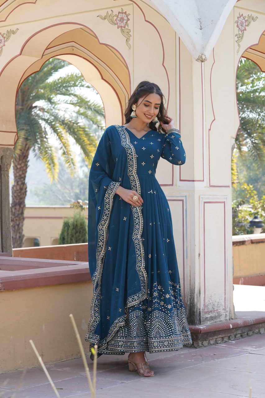 Wedding wear collection georgette kurta with dupatta sets