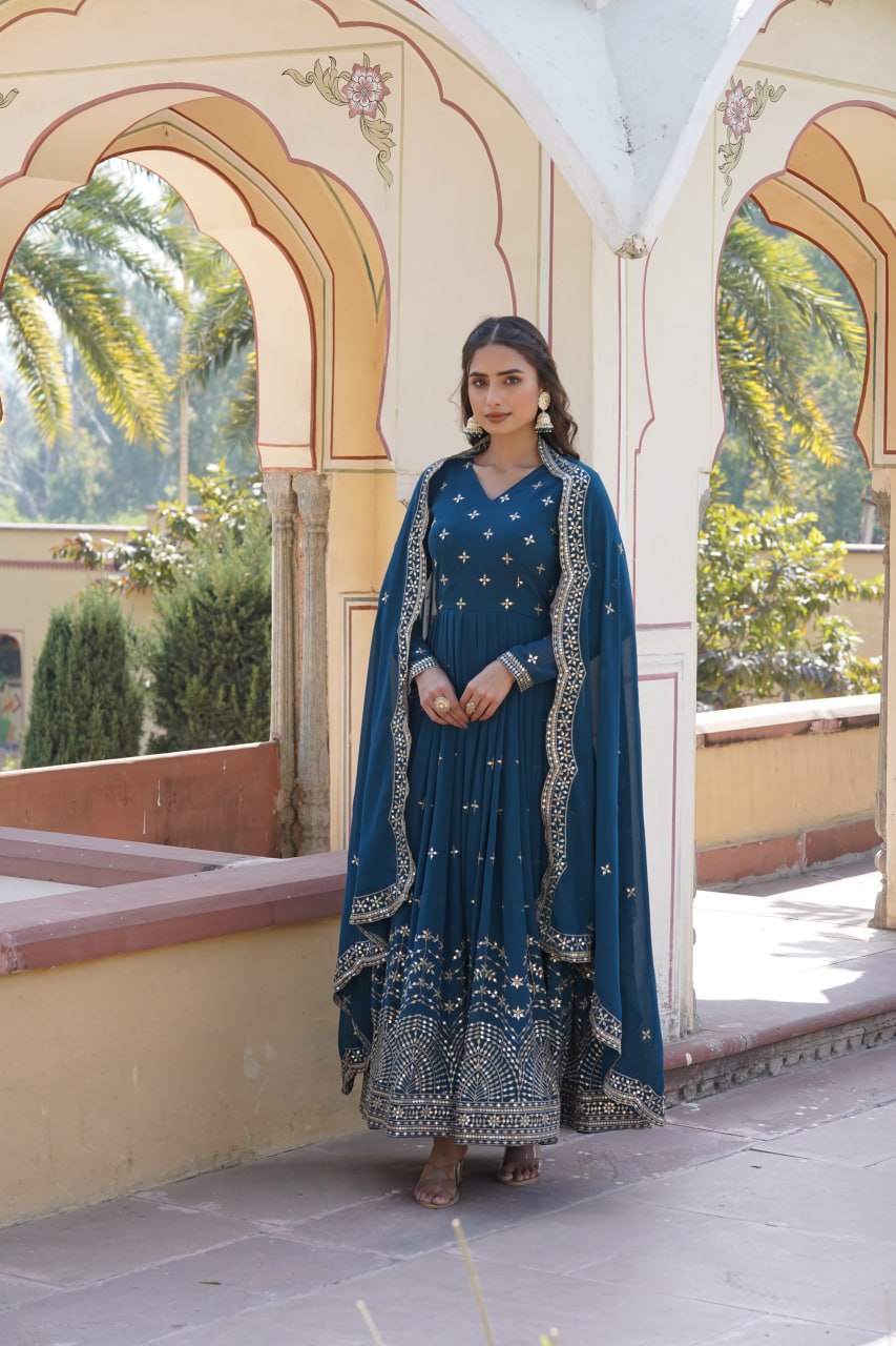 Wedding wear collection georgette kurta with dupatta sets