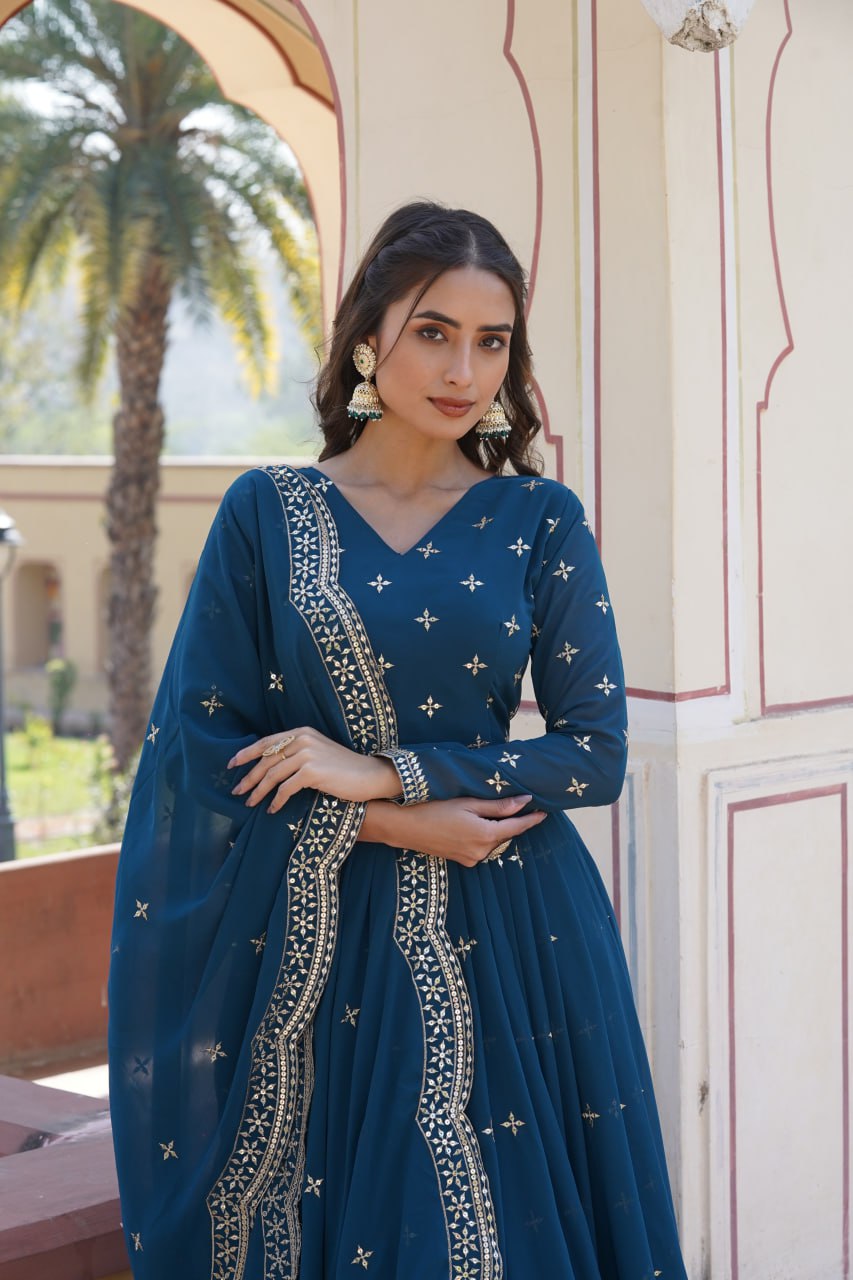 Wedding wear collection georgette kurta with dupatta sets