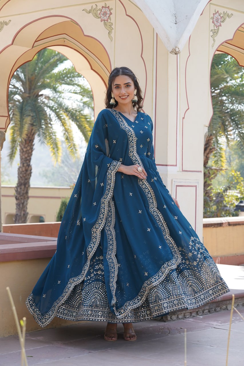 Wedding wear collection georgette kurta with dupatta sets