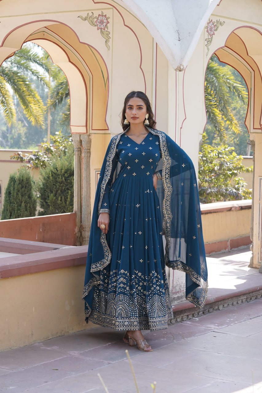 Wedding wear collection georgette kurta with dupatta sets