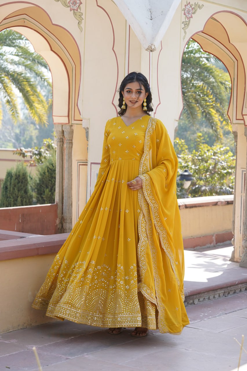 Wedding wear collection georgette kurta with dupatta sets