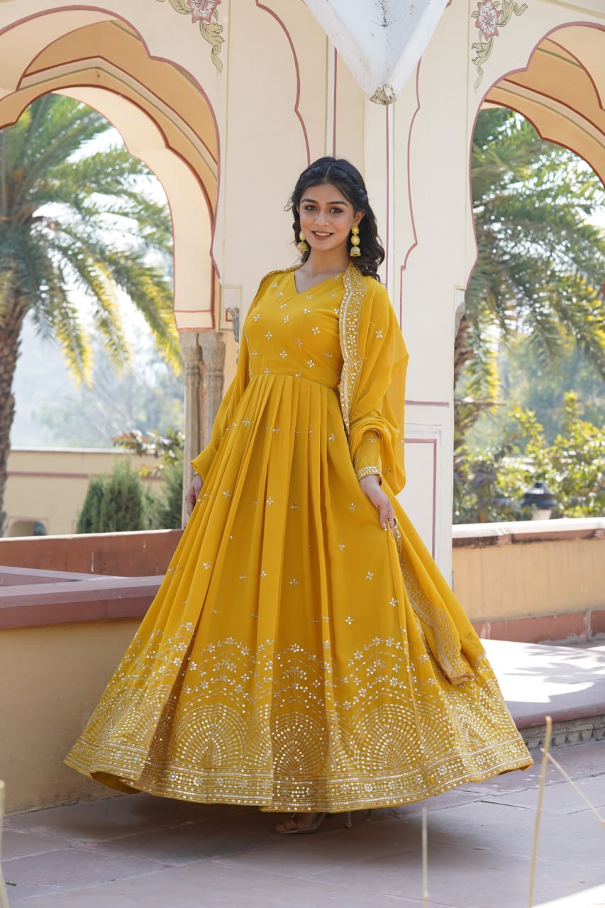 Wedding wear collection georgette kurta with dupatta sets