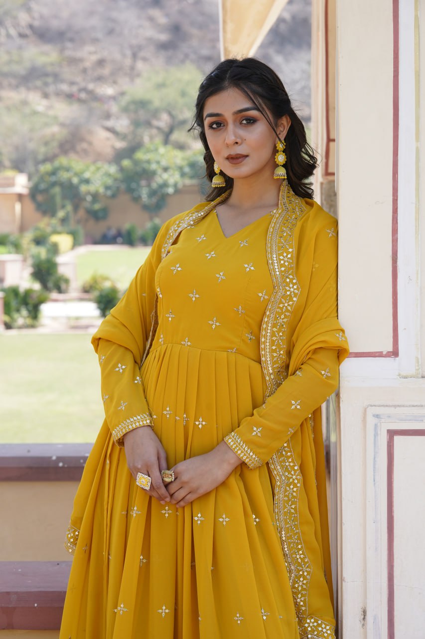 Wedding wear collection georgette kurta with dupatta sets