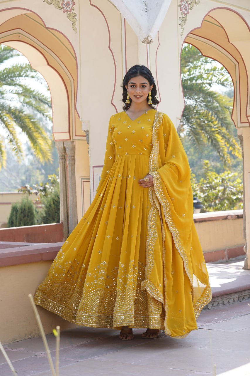 Wedding wear collection georgette kurta with dupatta sets