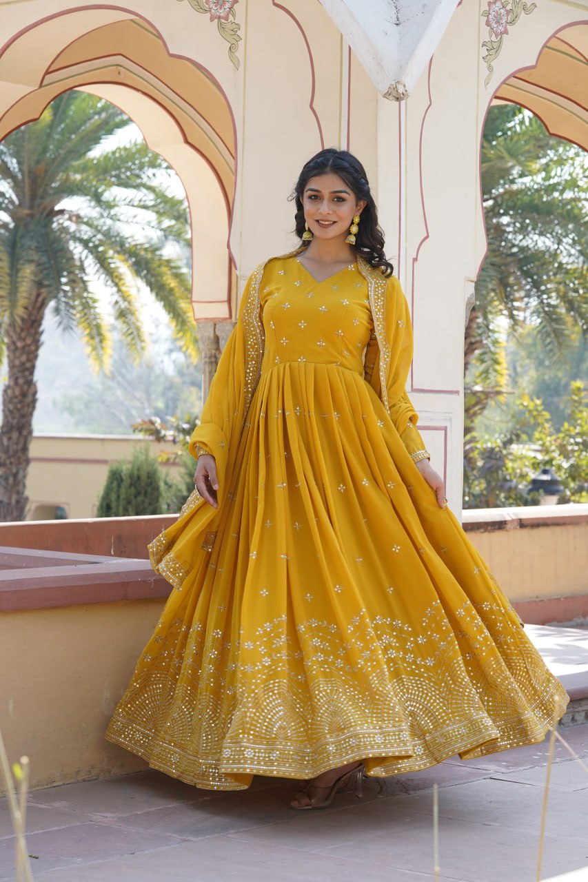 Wedding wear collection georgette kurta with dupatta sets