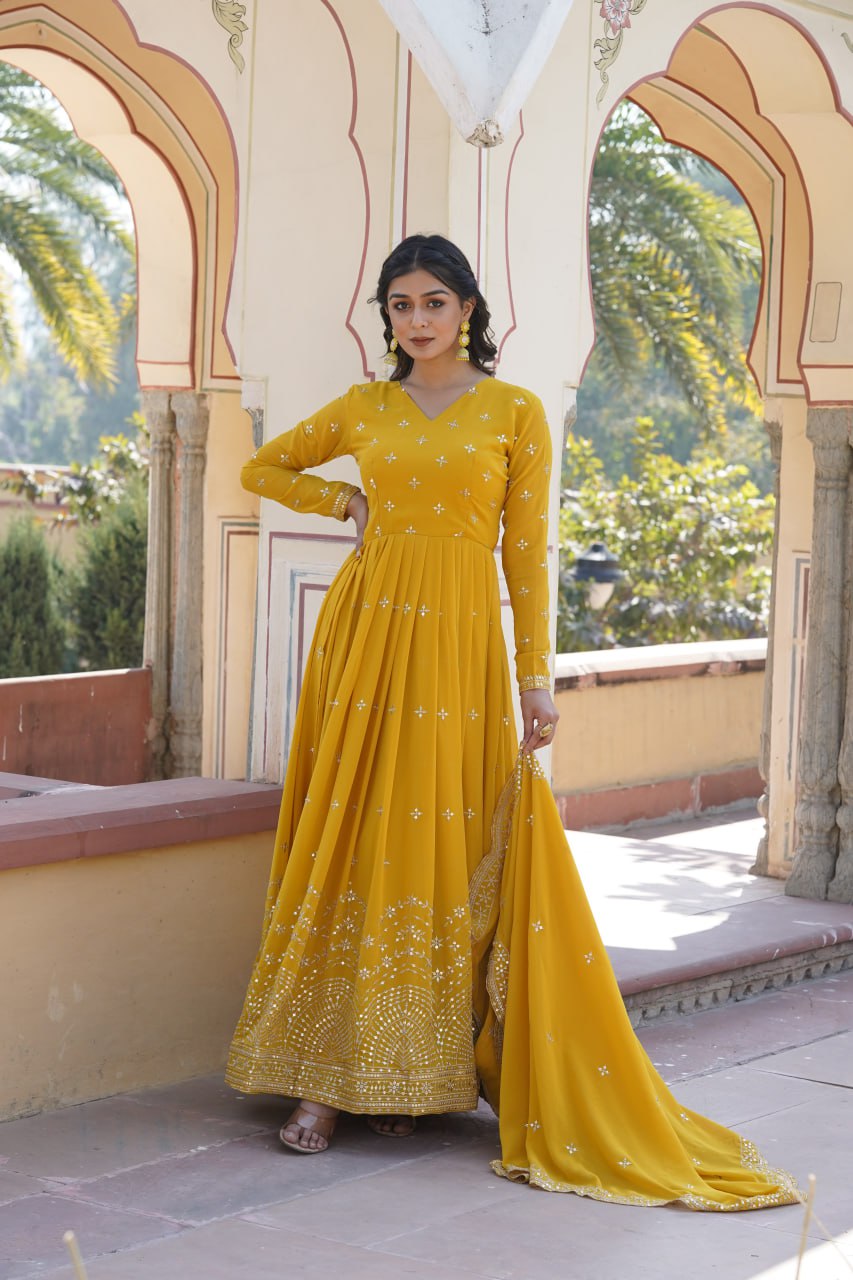 Wedding wear collection georgette kurta with dupatta sets