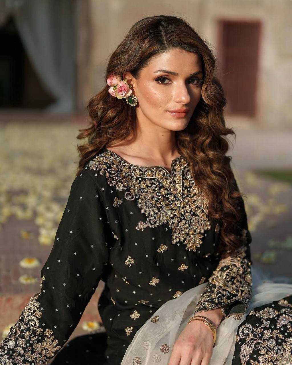 Black handwork top palazzo with dupatta sets
