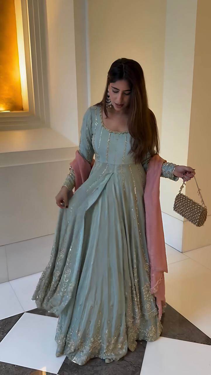 Women Anarkali star georgette kurta lehenga with dupatta sets