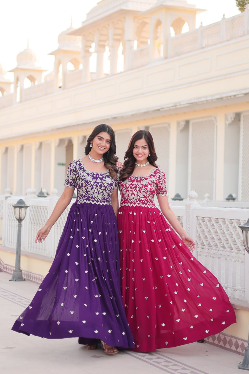 Festival and wedding wear heavy work gown for women