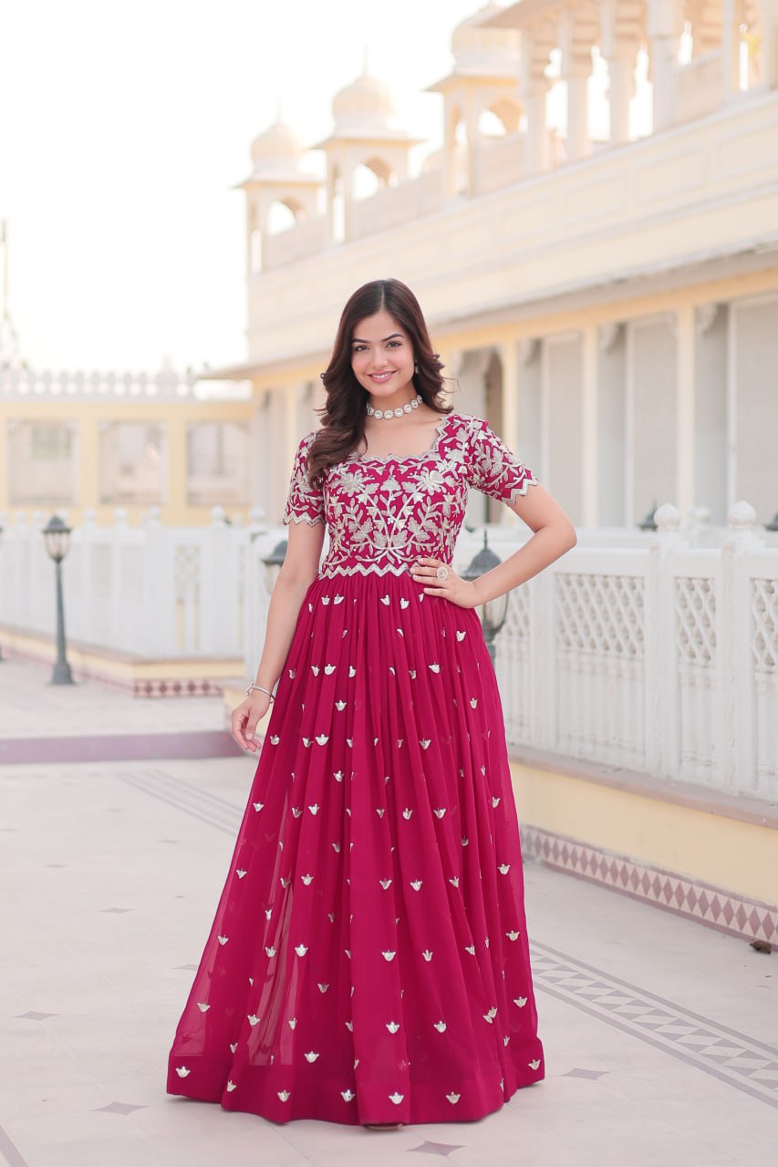 Festival and wedding wear heavy work gown for women