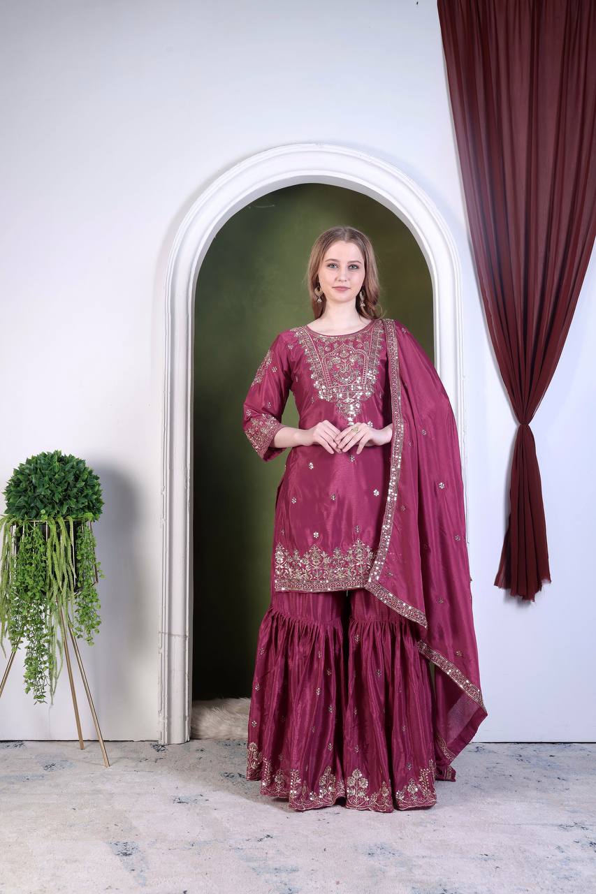 Indian wedding wear silk kurta set for women