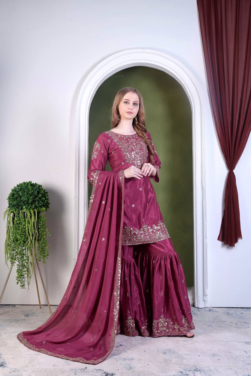 Indian wedding wear silk kurta set for women