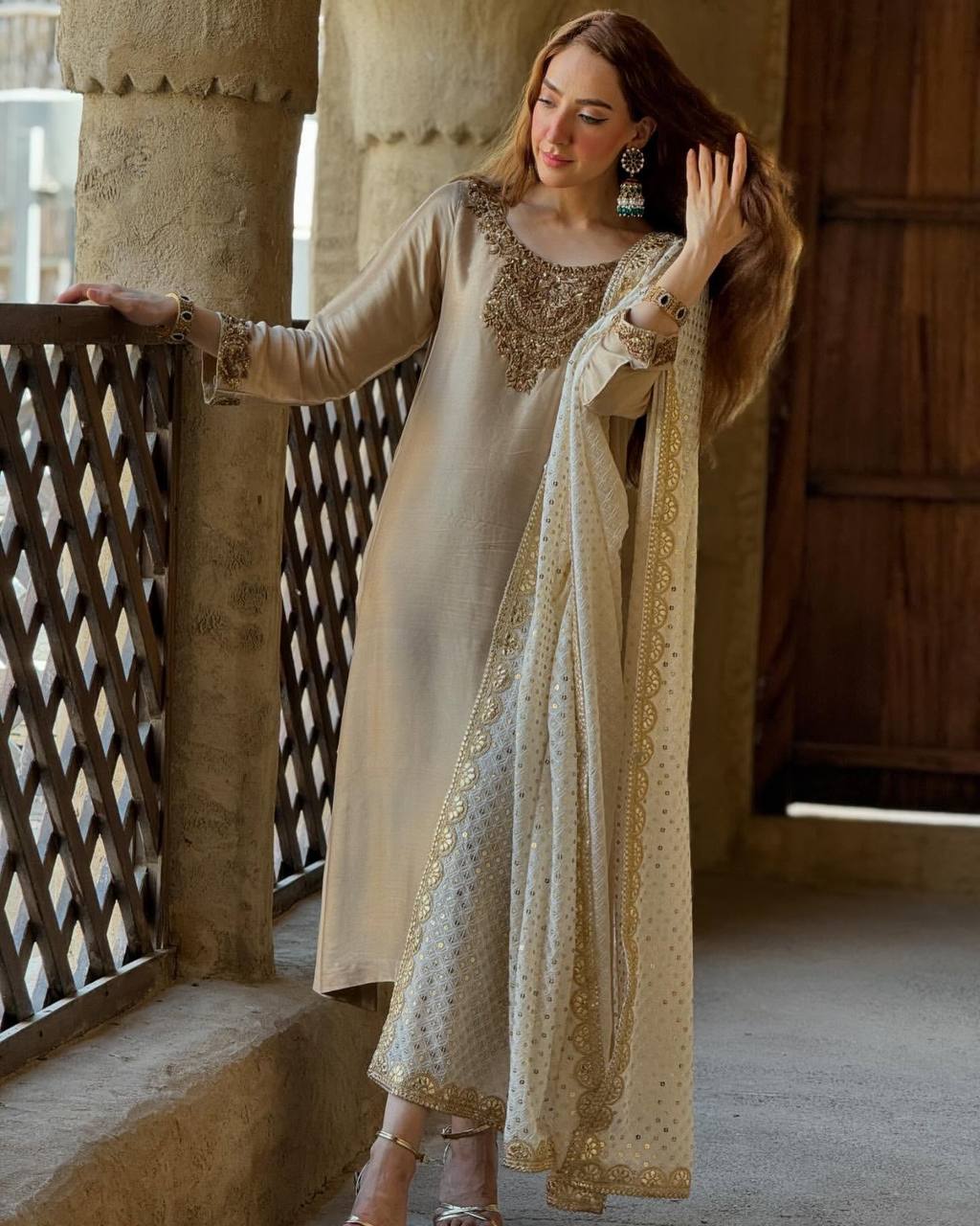 Designer Roman Silk Farshi Salwar Set