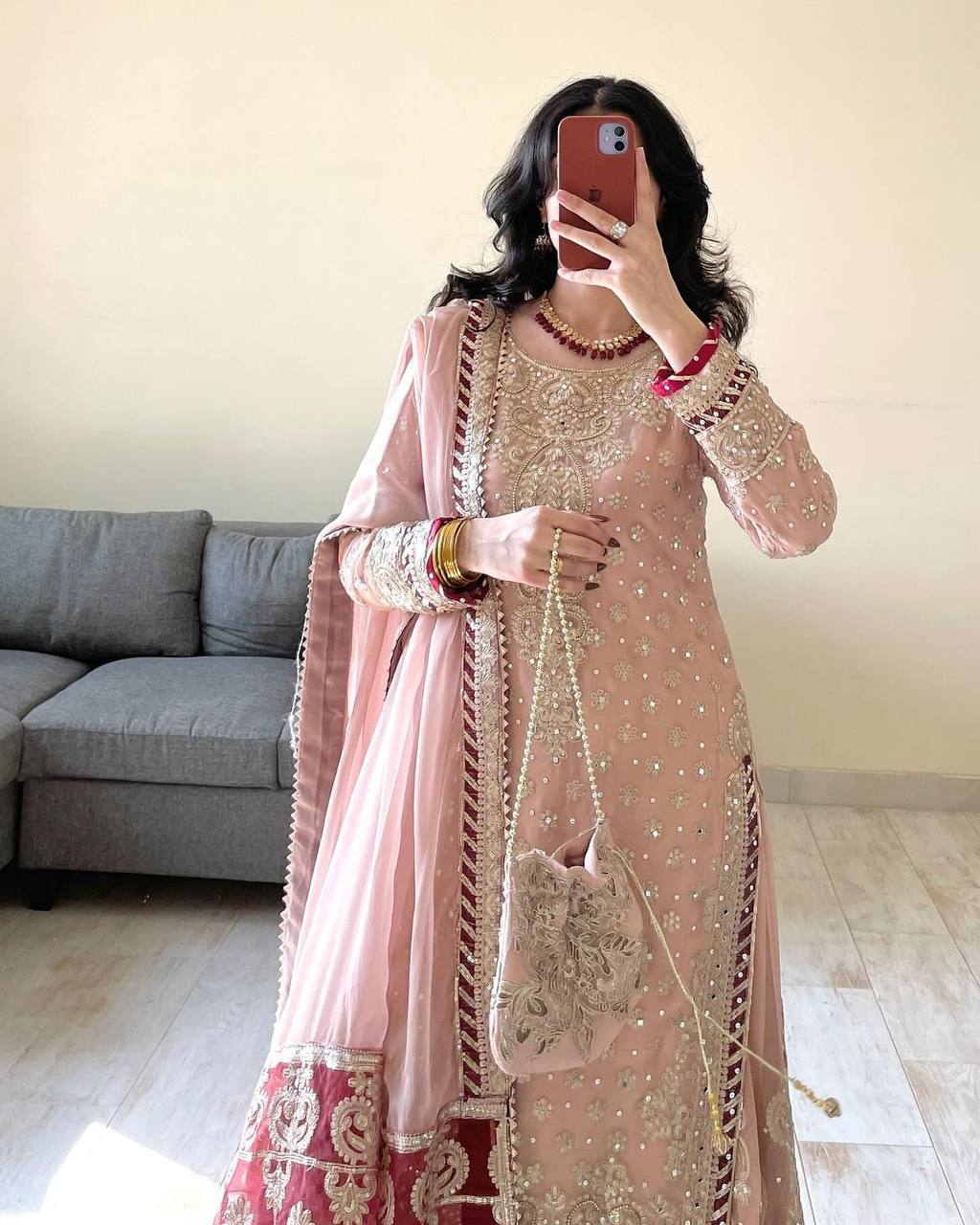 Faux Georgette Kurta Sharara with Dupatta