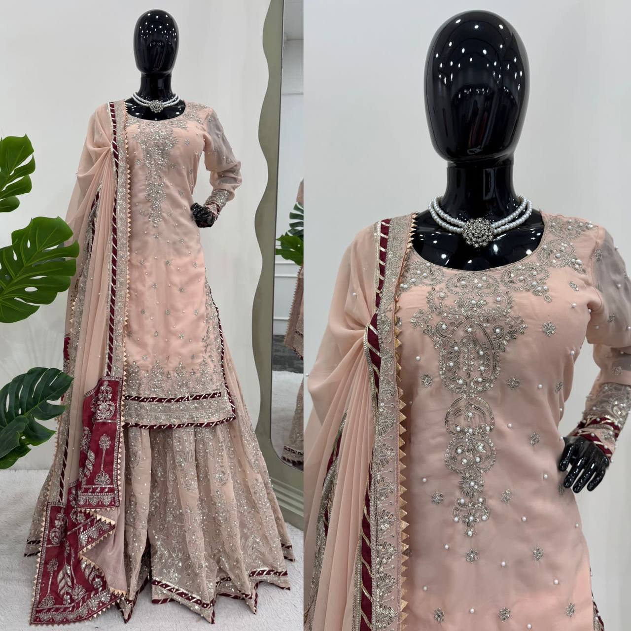 Faux Georgette Kurta Sharara with Dupatta