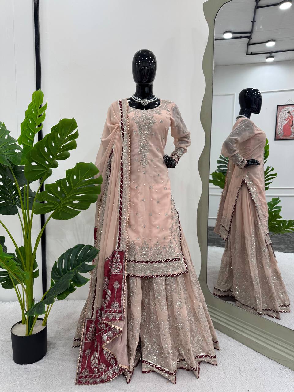 Faux Georgette Kurta Sharara with Dupatta