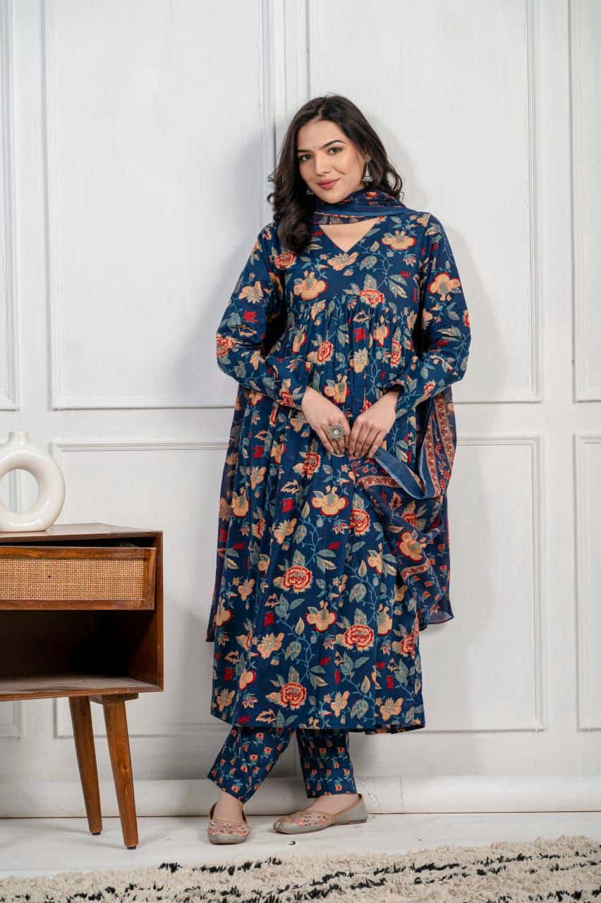 "Stay Cool and Stylish: Pure Cotton Kurti Set"