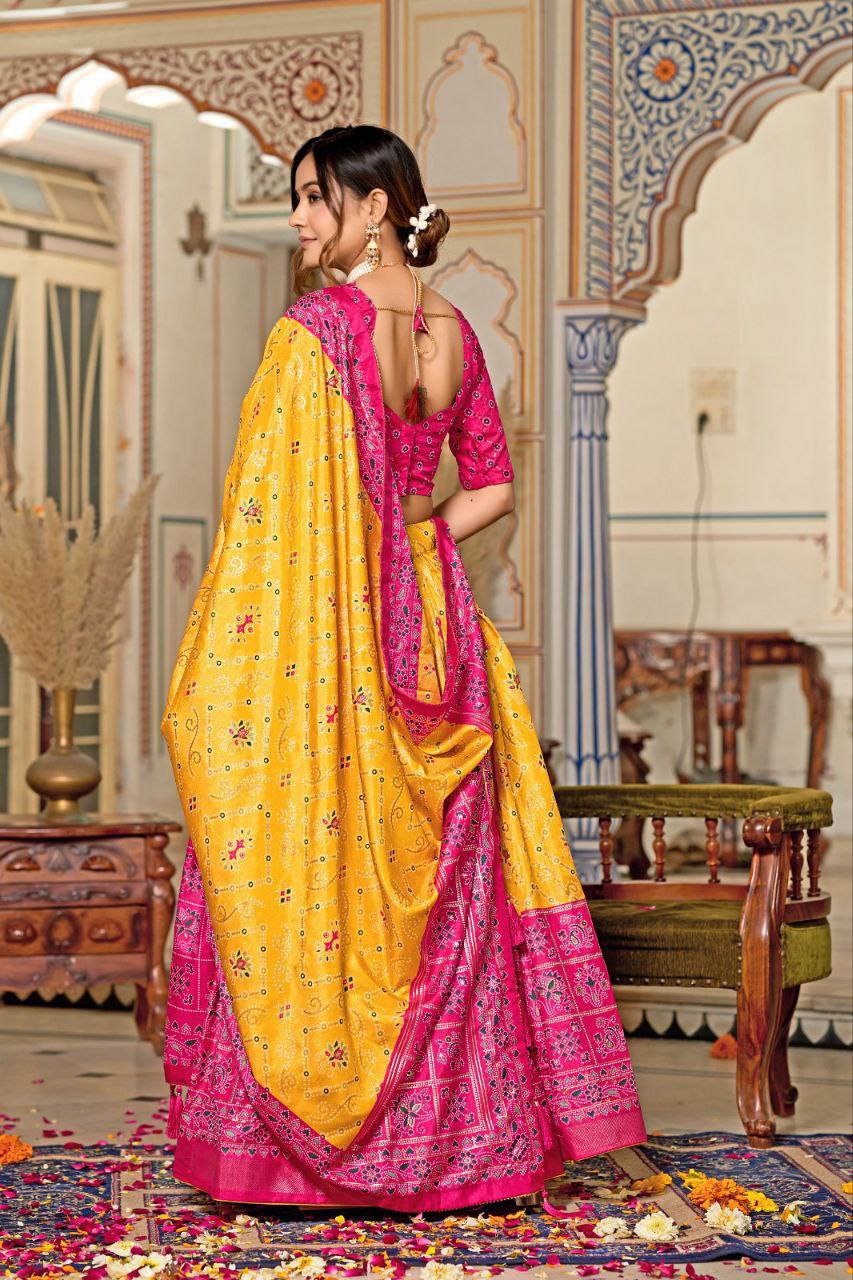 Tussar Silk with Minakari with Foil Print Lehenga