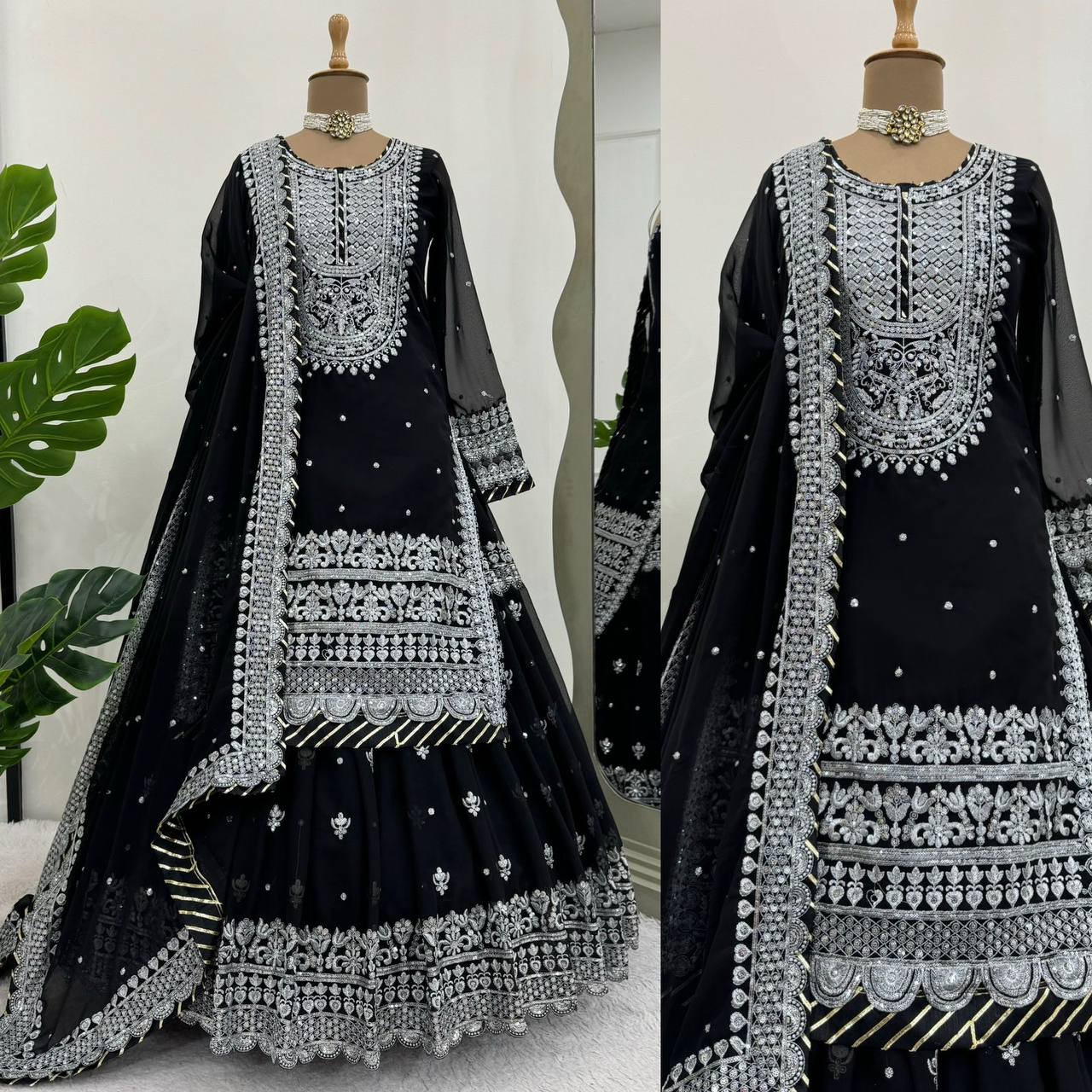 Faux Georgette Kurta Lehenga with Dupatta