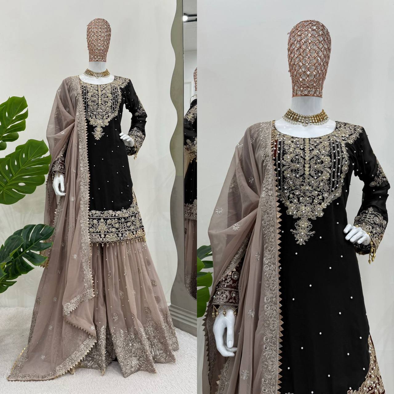 Faux Georgette Kurta Sharara with Dupatta set