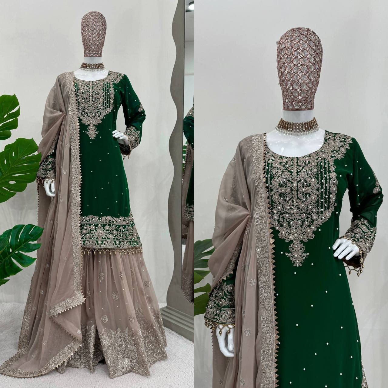 Faux Georgette Kurta Sharara with Dupatta set