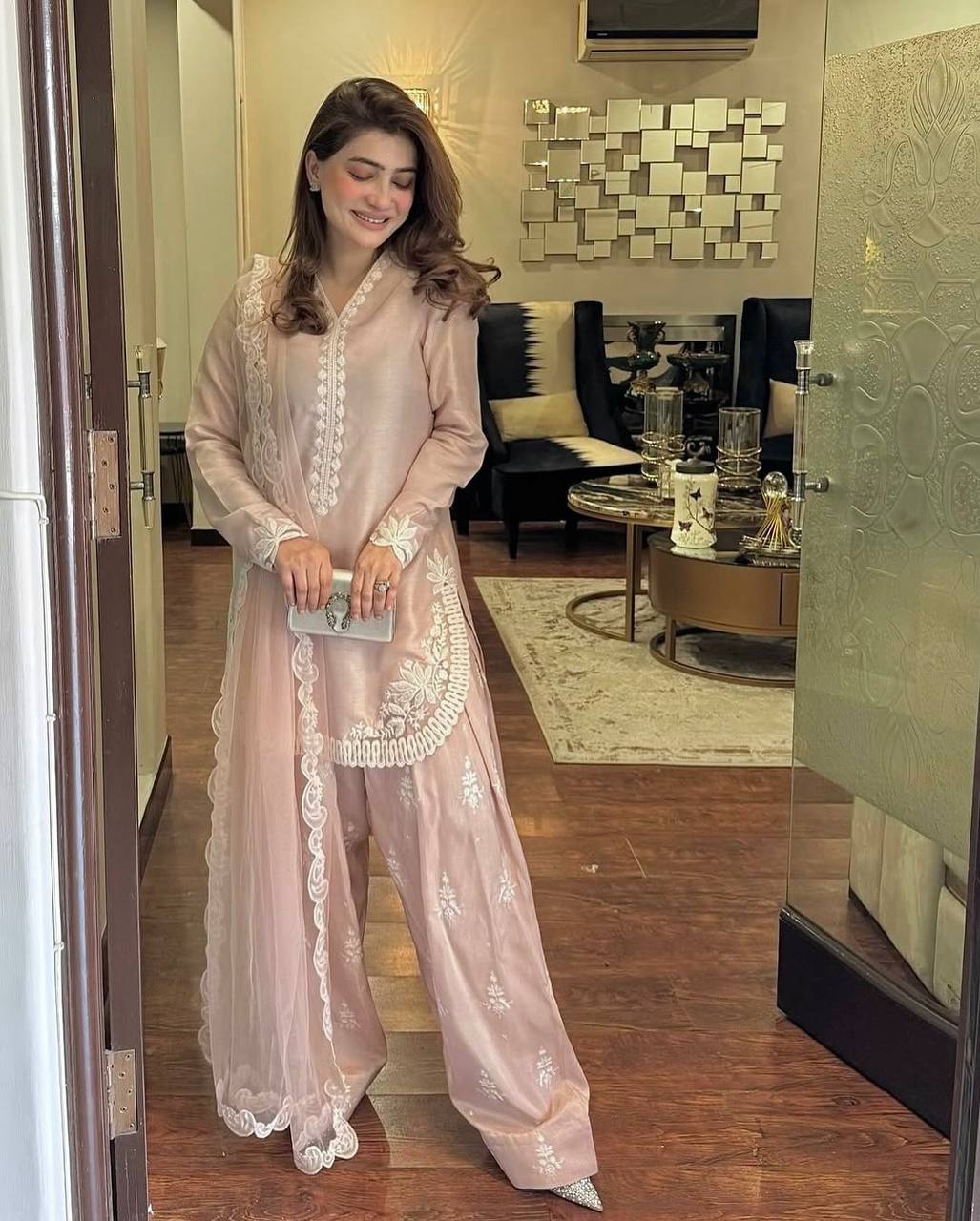Designer Roman Silk Farshi Salwar Set