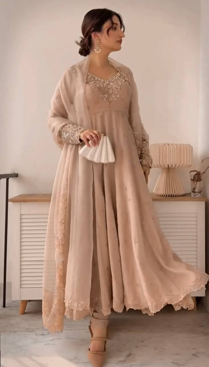 Designer Party Wear Gown with Dupatta – Rembo Sequence Work