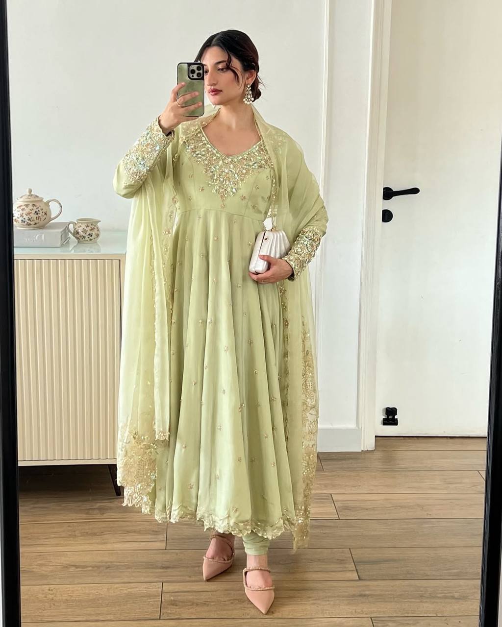 Designer Party Wear Gown with Dupatta – Rembo Sequence Work