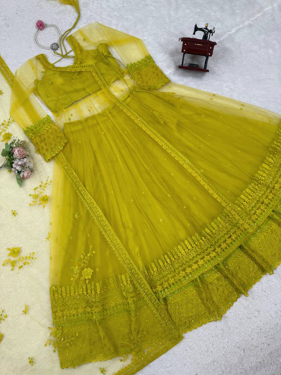 Stylish lehenga blouse dupatta with shrug for women