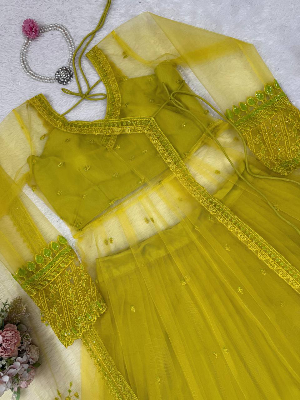 Stylish lehenga blouse dupatta with shrug for women