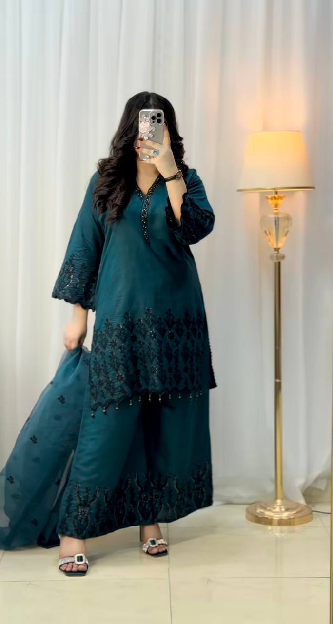 Designer silk suit set for women