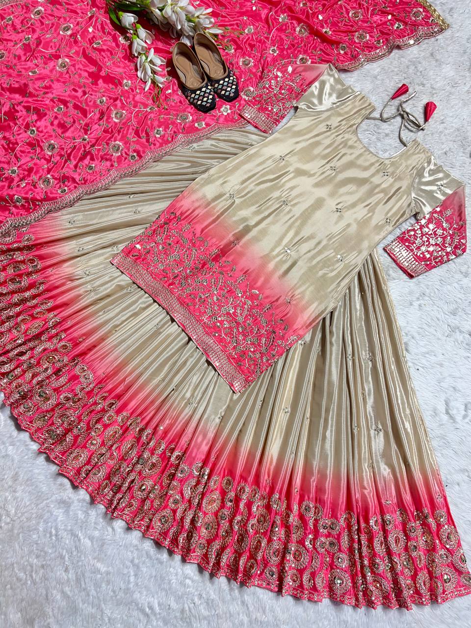 Chinnon silk lehenga set for women