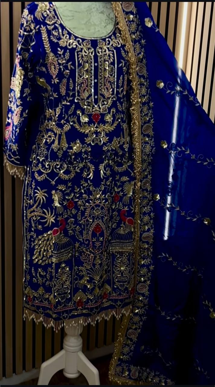 Natural crepe kurta dhoti with dupatta sets